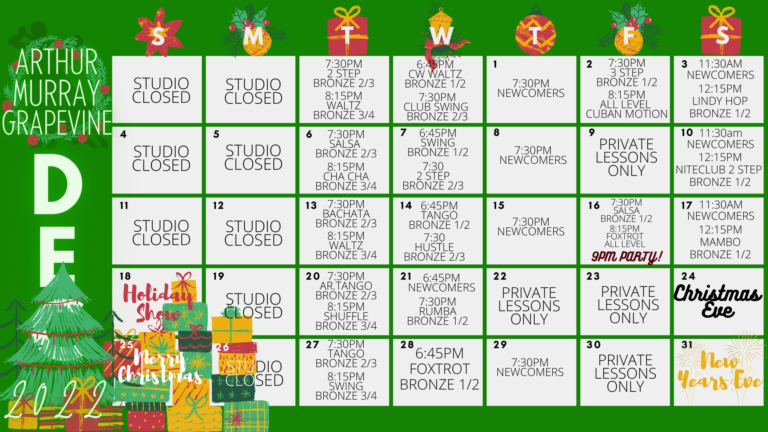 Grapevine Calendar - Arthur Murray Dallas Area Dance Centers