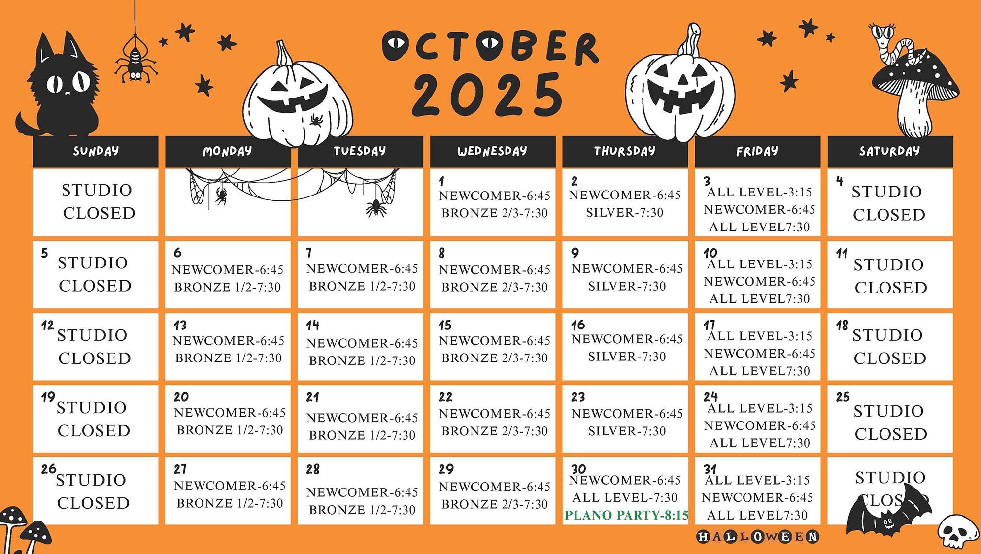 October Calendar 2025 Plano