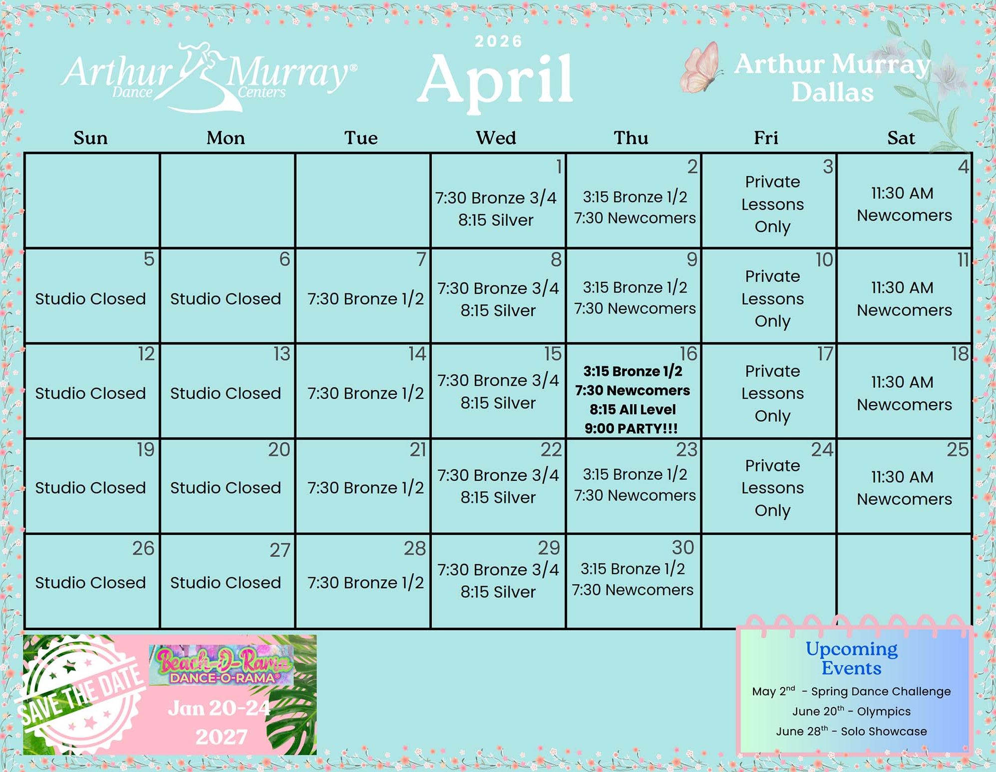 April 2026 - Dallas Calendar