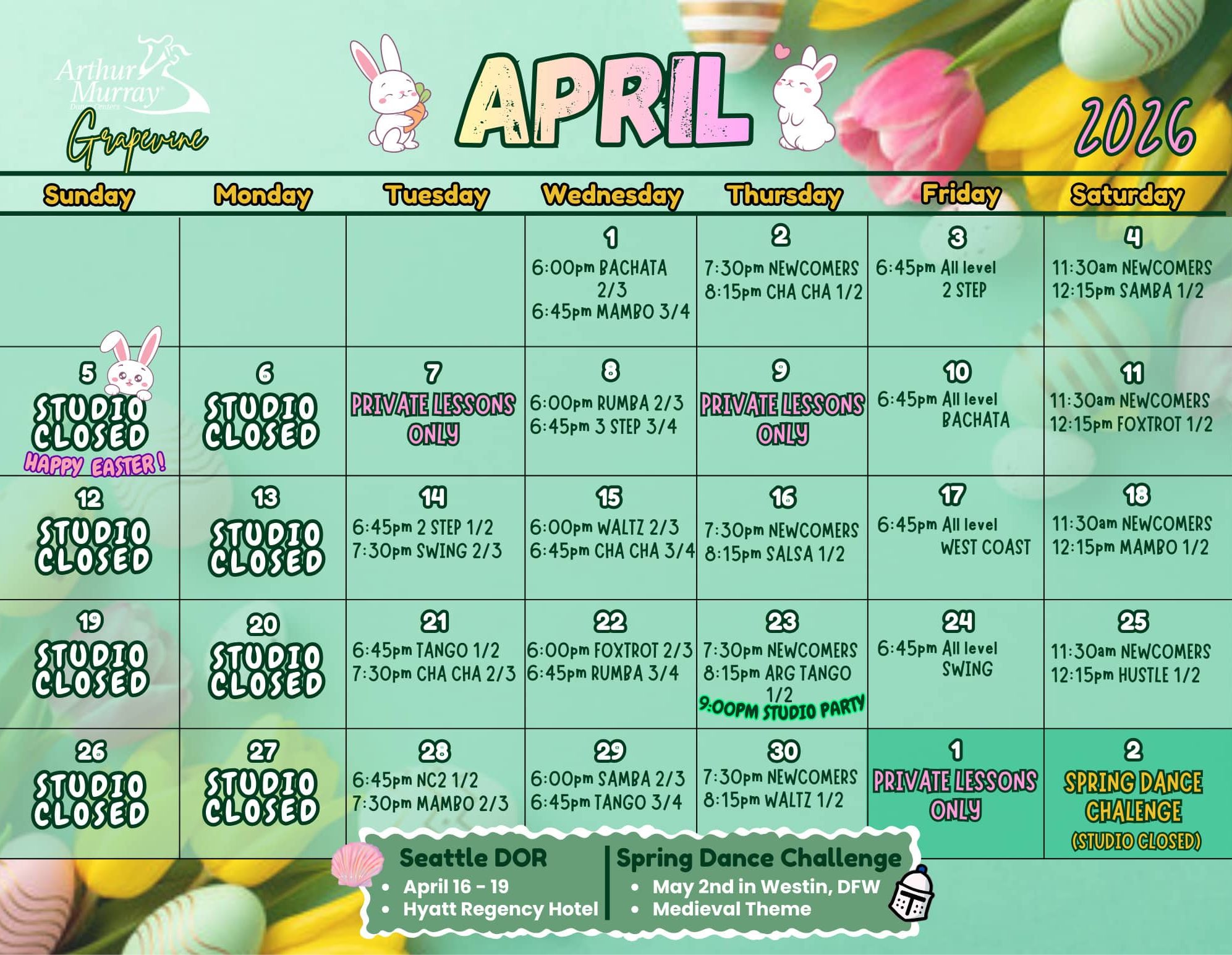 April 2026 - Grapevine Calendar