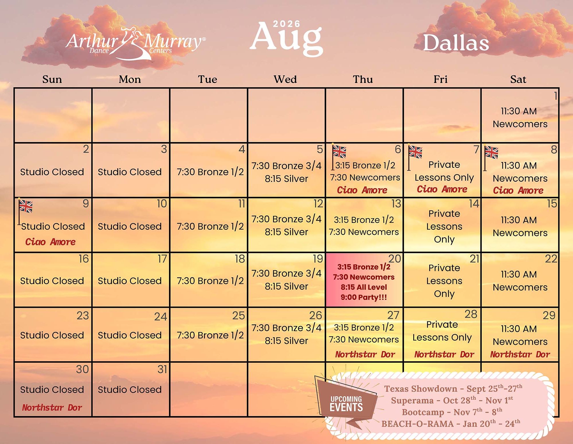 August 2026 Calendar - Dallas